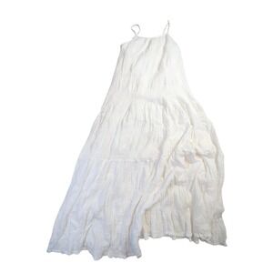 BB Dakota by Steve Madden White Tiered Gauze‎ Maxi Dress Spaghetti Strap Size S